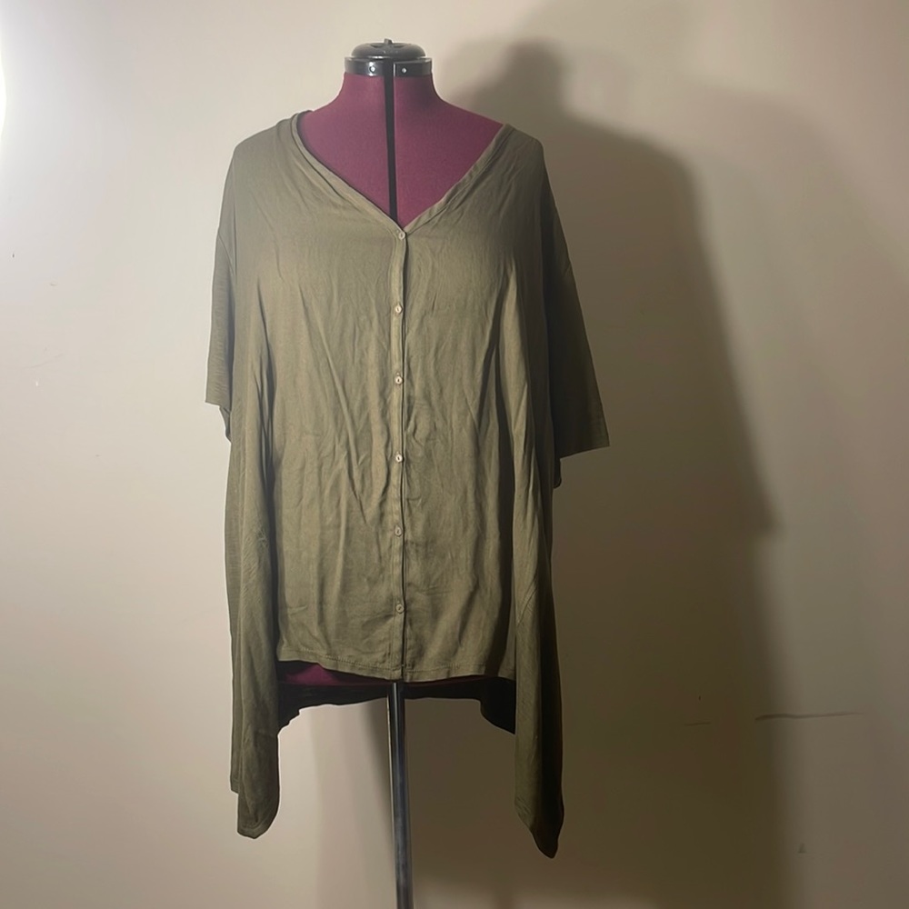 89th + madison 3x olive green blouse high low olive green plus size